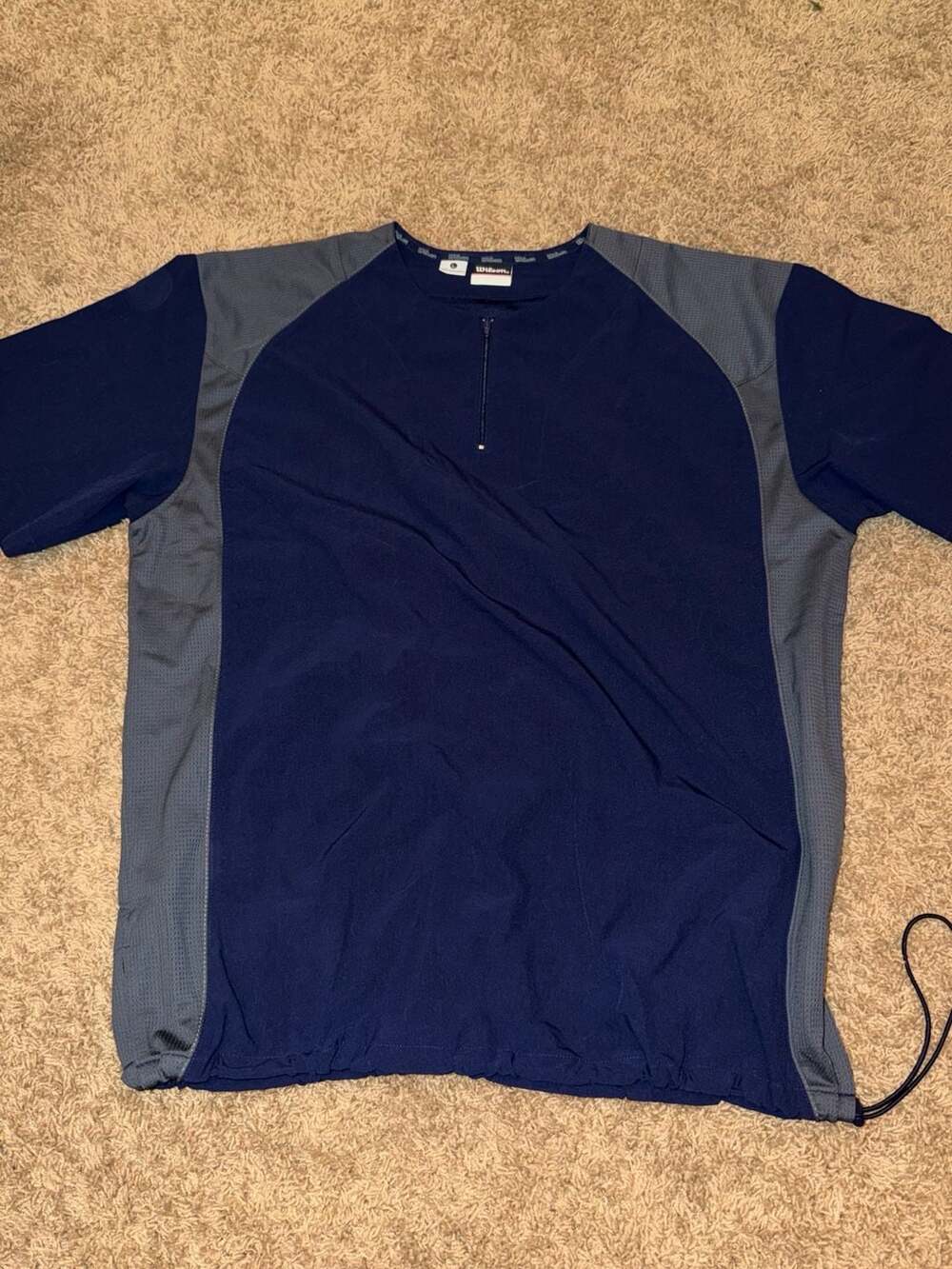 Wilson Men's Blue Gray Short Sleeve 1/4 Zip Pullover Jacket Size Large